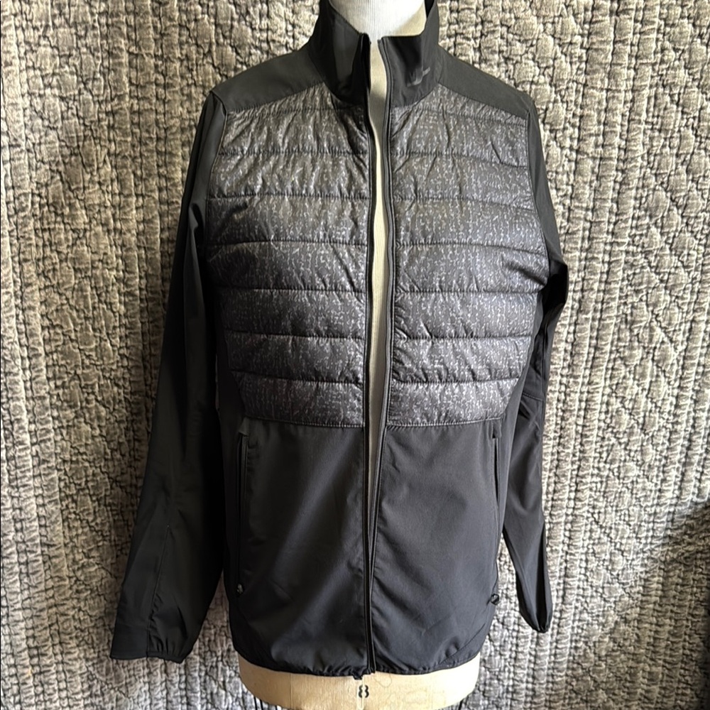J.Lindeberg Black and Gray Puffer Jacket with Quilted Panels